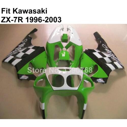 Bodywork kit for Kawasaki Ninja fairings green white black ZX7R 96-03 ZX 7R 1996-2002 2003 fairing kit VT76
