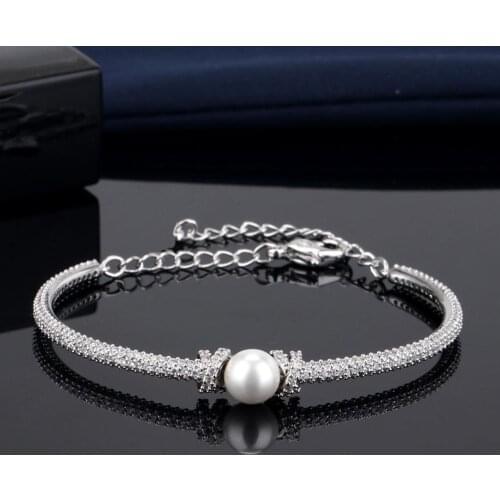 High quality new SWA charm fashion S925 sterling silver crystal pearl female bracelet