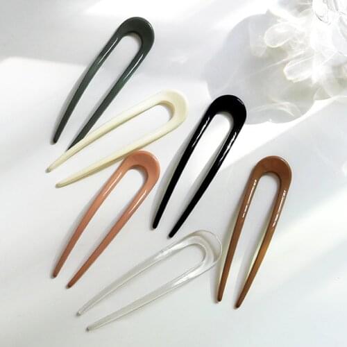 Fashion Hair Sticks Hairpin Elegant Simplicity Solid Color U Type Japan Hair Sticks Women Hair Accessories Girls Hair Pins New