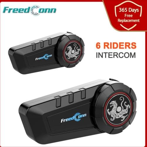 2 PCS KY PRO Bluetooth 5.0 Motorcycle Intercom Helmet Headset 6 Riders Group Talking FM Radio Waterproof 1000M Interphone
