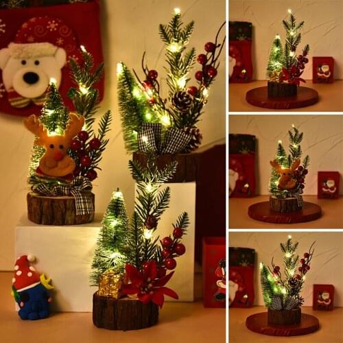 New Mini Christmas Tree Artificial Luminescent Miniature Christmas Decorative for Home Kitchen Desktop
