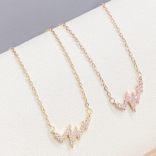 Showfay Heartbeat Necklace New Womens Light Luxury Pulsatile Heart Electric Picture Chain Pendant for Girlfriend