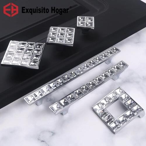 New Diamond Crystal Handles Modern Simple Cabinet Handles Bedside Cabinet Drawer Crystal Square Handles