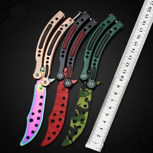 C68 Butterfly Trainer Knife 440C Blade steel Handle outdoor camping Hunting Knife EDC Pocket Free-swinging Knife gift knives