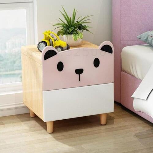 Bedside Cabinet Cartoon Bedroom Children Receive Storage Solid Wood Bear Double Draw Bedside Cabinet Mini Cabinet