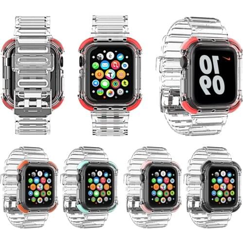 For Apple Watch Band 44mm 40mm Transparent Watchband 42mm 38mm For iWatch Series 3 4 5 6 SE Soft Silicone Strap Case Bracelet