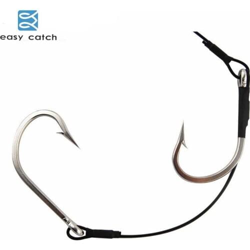 Stainless Steel Shark Fishing hooks Rigs 400LB Wire Leaders Shark Hook Rig for fishing lures Size 10/0 12/0