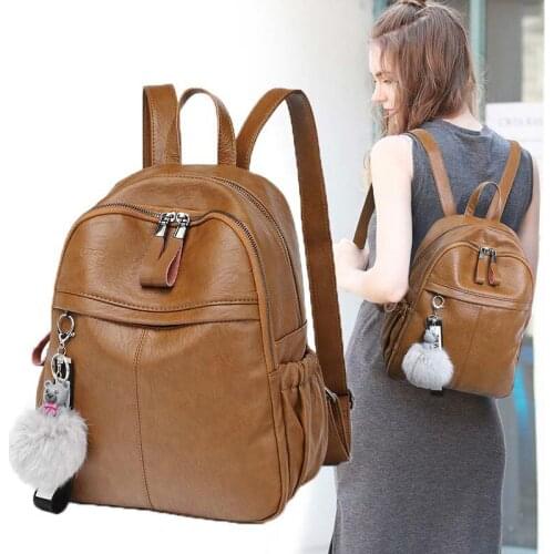 2019 Hot New Women Shoulder PU Backpack School Bag Fashion Travel Handmade Leather bag B1-50