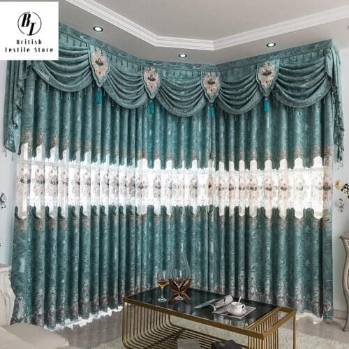 European Style Curtains for Living Room Luxury Lace Curtains for Bedroom Chenel Shades Lace Curtains