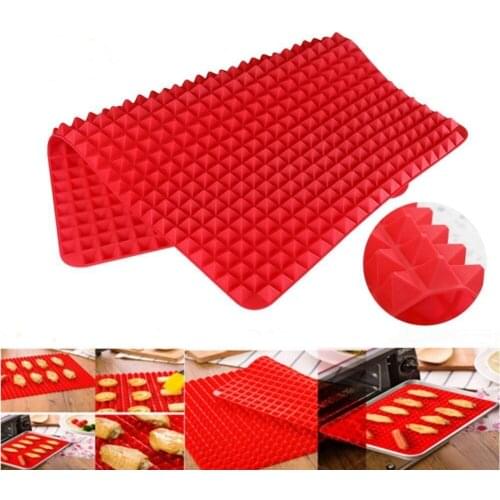Free Shipping 1Pc Silicone Baking Mat Mould Meat Pizza Cooking Non Stick Pyramid Pan Fat Reducing Oven Baking Tray(00370)