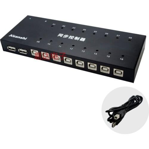 16 Port KM Synchronizor, USB keyboard mouse Synchronous Controller KVM Switch for PC Android Pad DNF Game Control, with cables