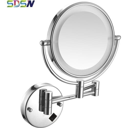 LED Bathroom Mirrors SDSN Quality Brass Bathroom LED Mirror 3x Lady Make-up Mirrors 7x Chrome Maquillage Bathroom Mirror