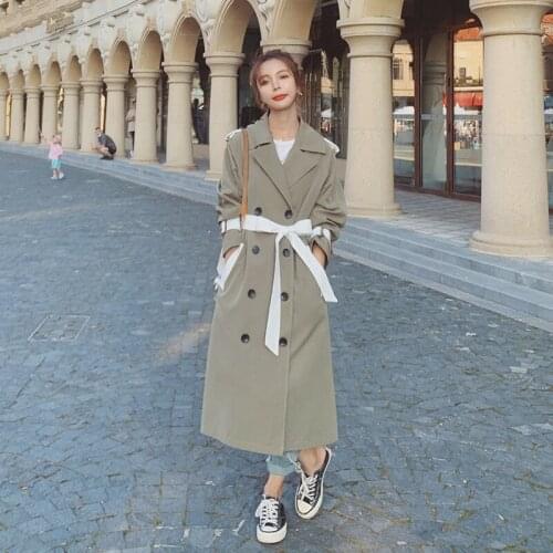 Trench Women Spring Autumn Casual Loose Ladies Jacket Double-Breasted Fashion Loose British Mid-Length Female Windbreaker Coat