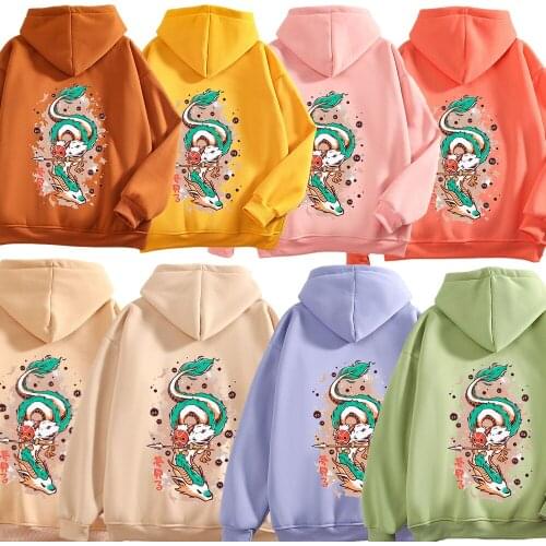 Vintage Womens Hoodie Jacket Grunge Dragon Print Hooded Sweatshirt Oversize Hip-hop Sweatshirts Japan Cartoon Streetwear Unisex