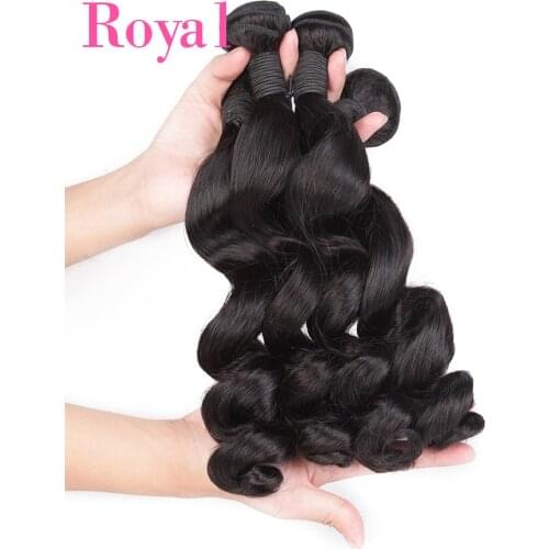ROYAL Peruvian Looe Wave Human Hair 1/3/4 Bundles Hair Weave Bundles 10-28inch Natural Color Free Shipping Non-Remy Hair