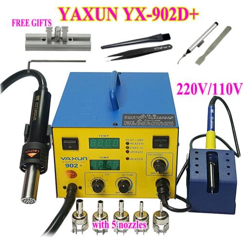 YAXUN YX-902D+ SMD Rework Soldering Station Hot Air Soldering Iron LCD Digital Display Welding Station for PCB IC Repair