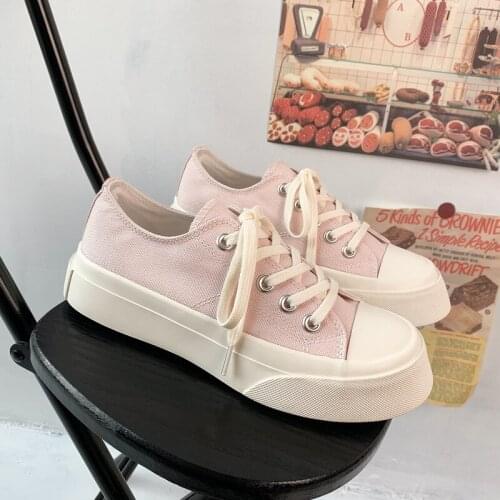 2021 Women Sneakers Casual Flats Cute Kawaii Lolita Shoes Black White Female Vintage Sport Tennis Trainer Shoes Thick Platform