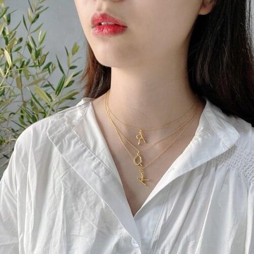 European Style Fashion 925 Sterling Silver 26 Letters Pendant Necklace Minimalism Ladies jewelry Birthday Gift For Women