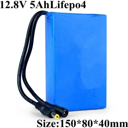 1pcs Lifepo4 12.8v 5Ah Lifepo4 3.2v BMS 10A for DC Plug Power Supply Camera Flash Led Light Toy + 14.6v Charger