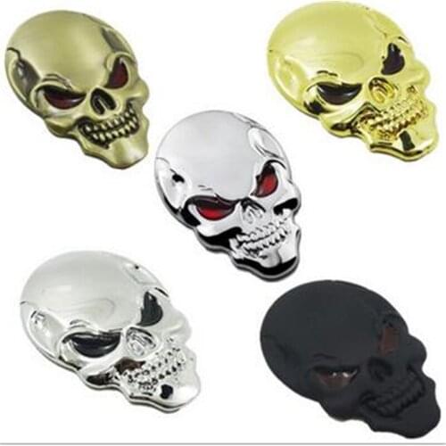 10pcs/Lot Car 5cmX3.5cm Metal Body Sticker Emblem Badge For Gold Sliver Black Skull Style