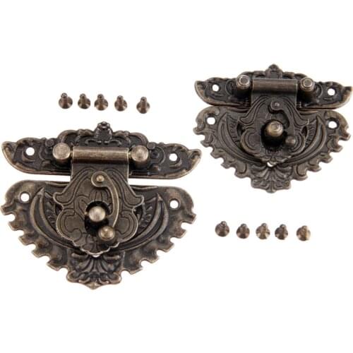 1x Antique Box Hasps Lock Catch Latches for Jewelry Chest Box Suitcase Buckle Clip Clasp Vintage Funiture Hardware
