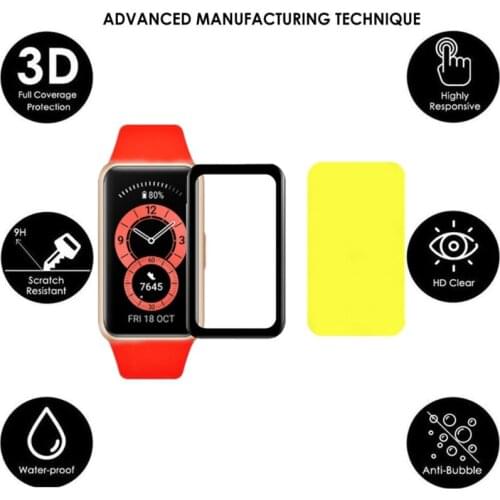 2pcs 3D Curved Protective Film for huawei Band 6 Soft Glass Screen Protectors Film for huawei Band 6 Smart Bracelet R9CB