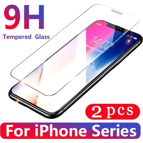 2Pcs 9H for iPhone x xr xs max tempered glass phone screen protector protective film on the glass smartphone Transparent