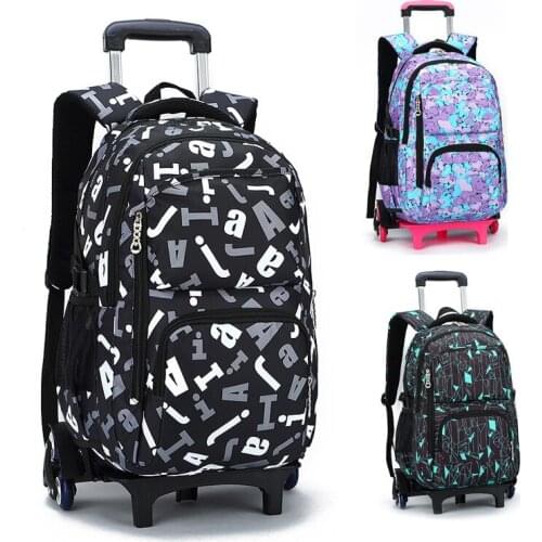 2020 new Waterproof School Bags For Girls boys Mochila Escolar Plecak Szkolny Trolley Wheeled Backpack Kids Schooltas Schoolbag
