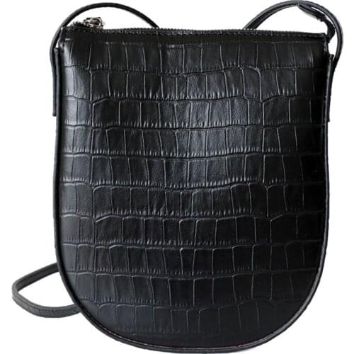 2021 Brand New Mini Saddle Bag Crocodile Pattern Retro Head Leather Womens Bag Simple Shoulder Bag Mobile Phone Bag