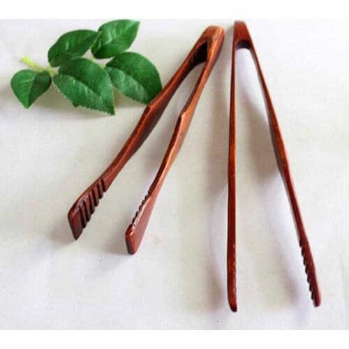 27CM Wooden Food Tongs Kitchen Tongs Non-Slip Anti-Scalding Cooking Baking Barbecue Bread Tongs Portable Picnic Kitchen Tools