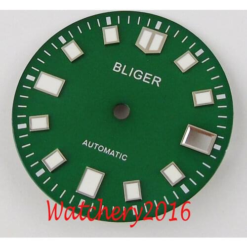 28.5mm Bliger Green Dial Luminous Numeral Watch Accessory Part Watch Face Dial fit NH35 NH35A movement watches