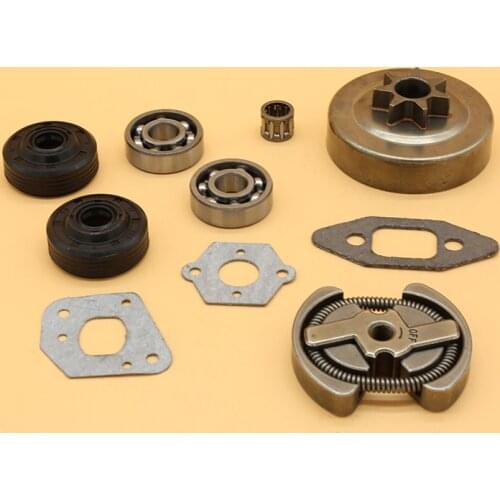 .325 Pitch 7T Clutch Drum Sprocket Rim Bearing Oil Seal Gaskets Kit For PARTNER 350 351 352 370 371 390 420 Chainsaw Parts