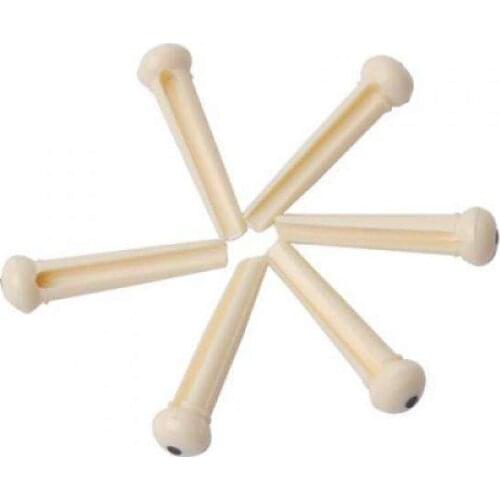 3x 6 Ivory color plastic Acoustic Guitar Bridge Pins w/ Black Dot Set