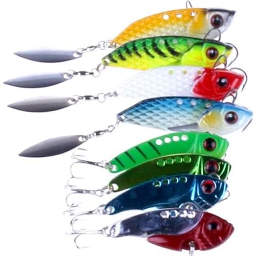 8Pcs Mixed Metal VIB Spinner Bait Set Vibration Fishing Lures Blade Hard Bass Bait Catfish Carp Trout Peche Fishing Tackles