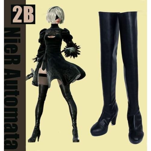 [Customize] PU Leather Game NieR Automata 2B Boots Cosplay Shoes Any Sizes NEW 2017