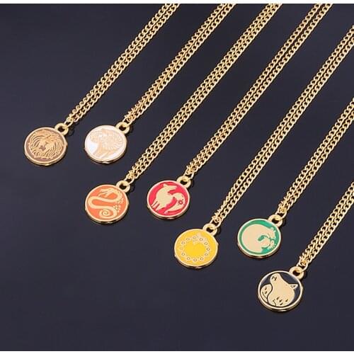 Anime The Seven Deadly Sins Round Shape Chain Necklace Meliodas Dragons Sin of Wrath Cosplay Pendant Necklaces for Men Women