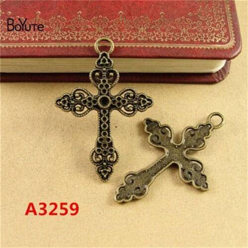 BoYuTe (50 Pieces/Lot) 50*34MM Antique Bronze Plated Alloy Cross Charm Pendant Making Necklace& Bracelet Jewelry Accessories