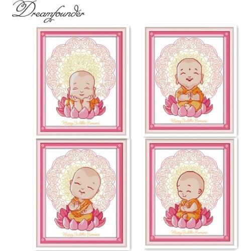 Buddhist monk cross stitch kit animal18ct 14ct 11ct count print stitching embroidery DIY handmade needlework plus