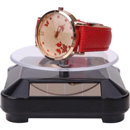 Watch Display Solar Power Rotating Jewelry Stand Display Watch Holder Automatic Turning Table Rotating Phone Watch Jewelry Stand