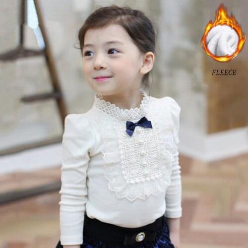 Girls T shirt 2018 Winter Fleece Warm Girl Tops Tees Fashion Cotton Childrens Clothes Long Sleeve Girls Blouse RT241