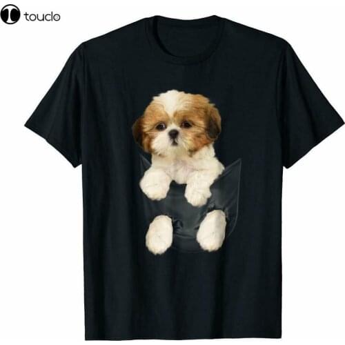 Shih Tzu Puppy In Pocket T-Shirt Vintage Gift MenS Tee Summer Cotton Short Sleeve O-Neck Unisex T Shirt New S-5Xl Tee Shirt
