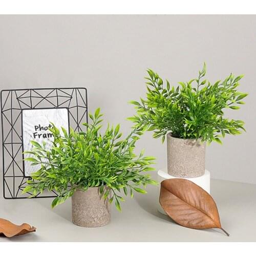 Simulation Bonsai Green Leaf Fake Flower Desktop Decoration Pulp Potted Plant For Home Garden Greening Ornament