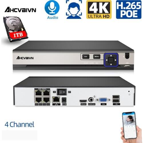 Camera NVR Syetem 4ch 4K PoE NVR PoE IP Camera Outdoor Video Surveillance Camera System 2TB USB Email/Motion Detection Alert