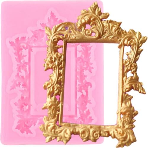 Frame Cake Border Silicone Mold European Baroque Chocolate Making Moulds Fondant Cake Decorating Tools Polymer Clay Candy Molds