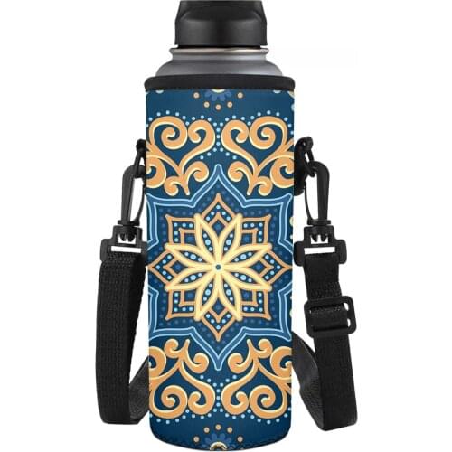 Creative Mandala Flower Printed 500-1000ML Sport Water Bottle Cover Neoprene Insulator Sleeve Bag Case Pouch Custom Bottle Cover