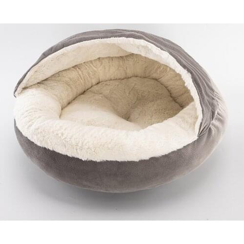 Round Soft Plush Burrowing Cave Hooded Cat Bed Donut for Dogs & Cats Cuddler Round Comfortable Self Warming Indoor Sleeping Bed