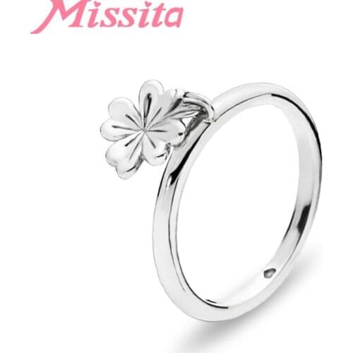 MISSITA 2019 NEW Romantic Clover Rings For Women Fit Pan Wedding Engagement Silver Color Jewelry Gift Dropshipping