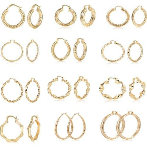 Trendy Hip hop Rock Gold Plated Copper Hoop Earrings For Women Round Earring Fashion Jewelry Party Wedding Accessories Gift