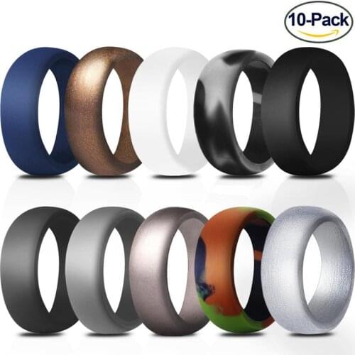 2021 Man Ring 8.7mm Width 10-color Silicone Fashion Mix colors 7 to 14 Mix Sizes 1set=10pcs/lot