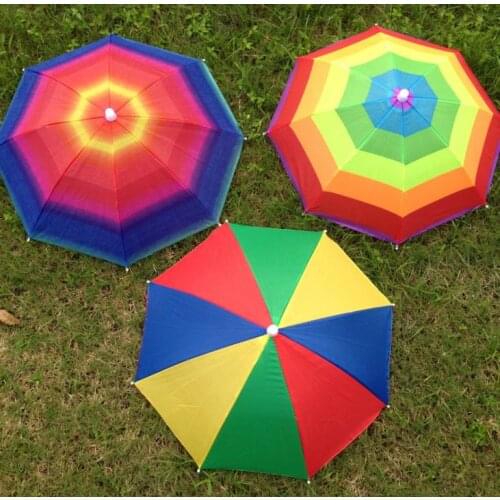 Outdoor Foldable Sun Umbrella Hat Rainbow Adult Children Golf Fishing Camping Shade Beach Headwear Cap Head Hats SN665